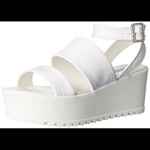 white strappy platform sandals